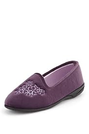 Classic Collection Floral Embroidered Pump Slippers