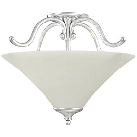 Thomas Lighting SL8908-78 Trillium - Three Light Semi-Flush Mount, Brushed Nickel Finish with Painted Swirl Alabaster Glass