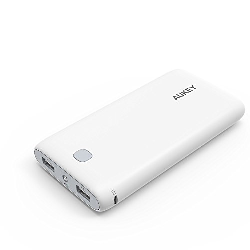 AUKEY 20000mAh Power Bank with AiPower Tech, 2-Port with 3.1A Output, for iPhone Samsung Galaxy Google Nexus LG and more USB Powered Devices - White