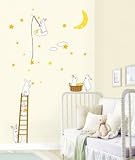 Nursery Easy Apply Wall Sticker Decorations - Bunnies Harvesting the Constellation