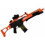 Double Eagle M49K G36 Airsoft 6mm BB Two Tone Black and Orange Single-Shot Assault Rifle - Delivers excellent accuracy with Incredible Velocity - 285fps w/.12g BBs or 250 fps w/.20g BBs, Range Approx 50 metres