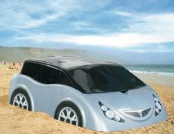 SANDKASTEN, Auto mit Deckel silber, 160 Liter Volumen, 138 x 90