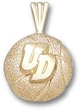 Dayton Flyers Solid 10K Gold ''UD'' Basketball Pendant