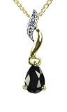 9CT Yellow Gold Fancy Diamond Twist with Teardrop Sapphire Pendant on 18 Curb Chain
