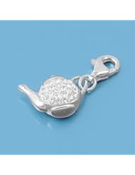 Jewelry: Silver Charm with CZ Accents - Teapot