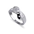 Modern Style Sterling Silver Band Clear Cubic Zirconia Ring