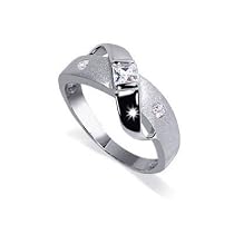 Modern Style .925 Sterling Silver Band Cubic Zirconia Ring