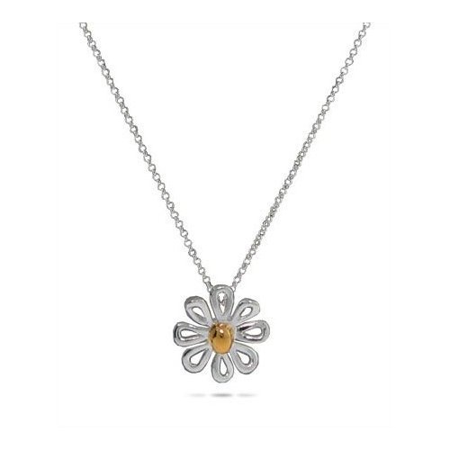 Gift Boxed Sterling Silver Daisy Jewelry Pendant Necklace with 16 Inch Chain