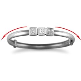 Jewelco London Sterling Silver - 4mm D/C baby bangle with ABC slide - Bangle - Children's