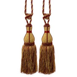 Pair of Burgundy and Antique Gold Alexandra Tassels by Luxury Lane