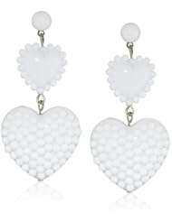 Tarina Tarantino "Empress White" Millard - Heart Pendant Necklace Sand Glass Cabochons Drop Earrings