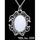 Ornate Mirror Sterling Silver Pendant Necklace with a 24" long rhodium plated chain-Vampire Jewelry