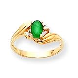 14k .03ct Diamond & Emerald BirthStone Ring