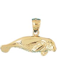 Dazzlers Solid 14k Gold Manatees Sea Cow Charm Pendant Available in three colors from jewelsberry (weights: 1.6 grams only)