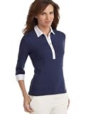 Karen Scott Three-Quarter-Sleeve Dotted Polo