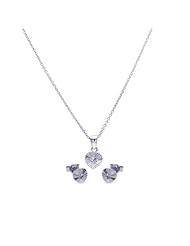 Nickel Free Sterling Silver Pendant & Earring Sets Small CZ Center Heart Set