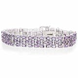 Sterling Silver 21.85 Carat Genuine Amethyst Tennis Bracelet