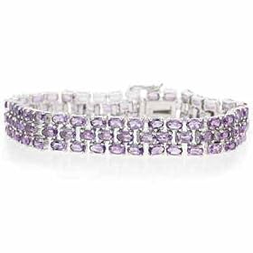 Sterling Silver 21.85 Carat Genuine Amethyst Tennis Bracelet by SilverSpeck.com