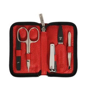 Wusthof Trident 9079 Leather 5-Tool Manicure Set, RED