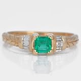 Ladies Emerald and Diamond Ring in 14k Gold