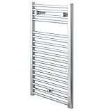 Trueshopping Chrome Flat Heated Bathroom Towel Radiator Rail 800mm x 500mm