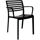 Garden Patio Polypropylene Bistro Black Stacking Armchair Chair pack Of 4 Stylish And Durable Furniture For Your Garden