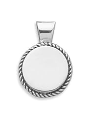 27mm Round Engravable Pendant with Rope Design Edge