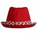 31IUdp8R3jL. AA75  RED LIGHTWEIGHT FEDORA HAT W/ WHITE GINGHAM TRIM