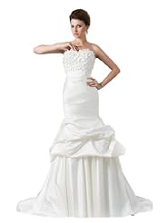 Strapless  Ruched Beaded Satin Mermaid Sweetheart  Dress With Pearls