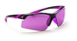 New Balance Ribbon Performer Sunglasses, Shiny Black with Pink Rubber, Wrap