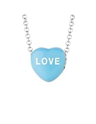 Sterling Silver 10mm Blue enamel Sweethearts LOVE Heart Pendant
