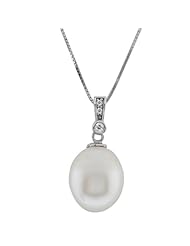 Natural White Pearl 11-12mm Drop Pendant With Sterling Silver Necklace 17"