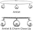 10 Karat White Gold 9 Inch Celtic 3 Charm Anklet