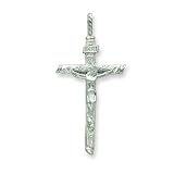 14k White Gold Solid D/C Crucifix Pendant