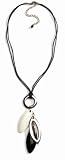 Hush! Ladies 16 3 Oval Tear Drop Necklace On Double Stranded Black Cord With 3 Exterder- Milano Collection