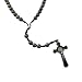 Black Hematite Round Bead Rosary Necklace Metal Crucifix