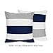 Sweet Jojo Designs 2-Piece Navy Blue, Gray and White Decorative Accent Throw Pillows for Stripe Collection