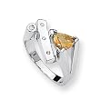 Citrine and Diamond Sterling Silver Ring (Sizes 6-8)
