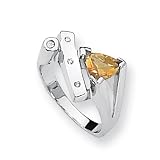 Versil Citrine and Diamond Sterling Silver Ring (Sizes 6-8)