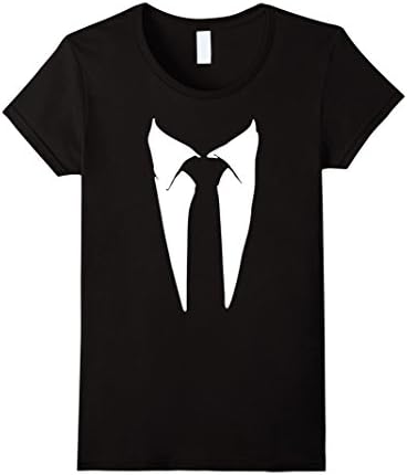 Women's Tuxedo T-Shirt - Printed Suit &amp; Tie Funny Business Shirt Small Black