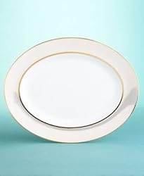 Martha Stewart Collection with Wedgwood "Ribbon Stripe" Platter in Gold, 13.75"