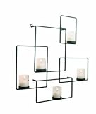Black Iron Wall Puzzle Sconce Candle Holder W/ 5 Glass Candleholders