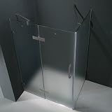 32 x 40 Frameless Shower Enclosure Finish: Brushed Nickel, Glass Type / Door Configuration: Frosted / Right Hinged Door
