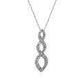 Sterling Silver Teardrop Twist Necklace with Diamond Accents
