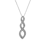 Sterling Silver Teardrop Twist Necklace with Diamond Accents