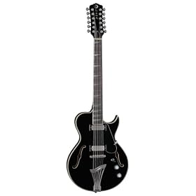 Luna Athena 12-String Semi Hollowbody Electric Guitar - Black
