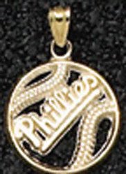 Philadelphia Solid 14K Gold Phillies Pierced Baseball Pendant