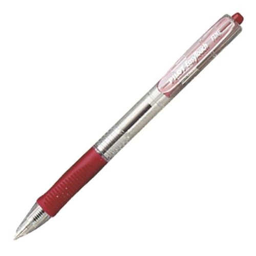 Pilot EasyTouch Retractable Ballpoint Pen, Fine Point, 0.32 mm, Clear Barrel, Red Ink, 12-Count (32212)