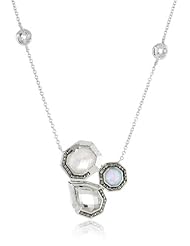 Judith Jack "Waterfall" Sterling Silver, Marcasite, Blue Opal Mother-of-Pearl Pendant Necklace, 18"