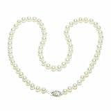 Sterling Silver White Freshwater Cultured Pearl A Grade  5.5-6mm Necklace, 16